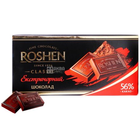 Roshen, 90 г, черный шоколад, Экстрачерный