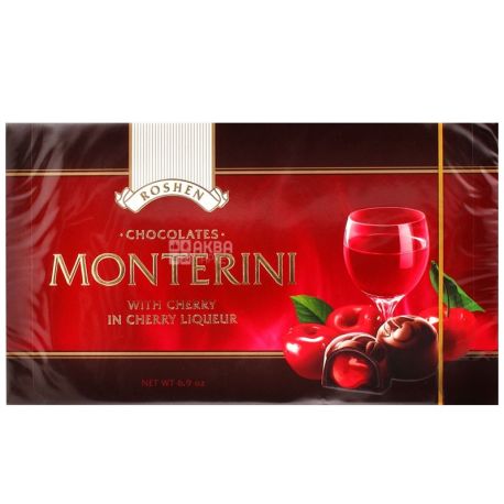 Roshen, 150 г, конфеты, Monterini, с вишней в вишневом ликере