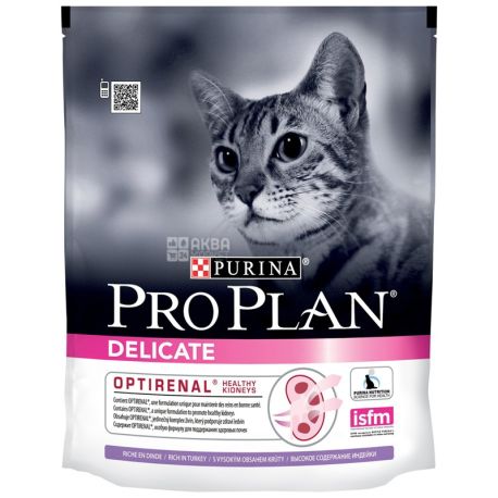 Pro Plan, Delicate, 400 г, Сухой корм для взрослых котов, с индейкой