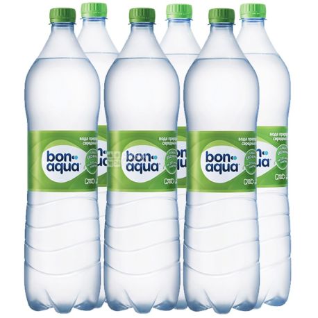 BonAqua, Packing 6 pcs. 1.5 l each, lightly carbonated water, PET, PAT
