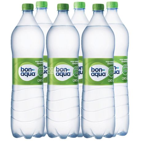 BonAqua, 1,5 л, Упаковка 6 шт., БонАква, Вода минеральная слабогазированная, ПЭТ