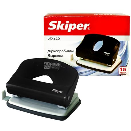 Skiper, Скипер, Дырокол пластиковый, 15 листов