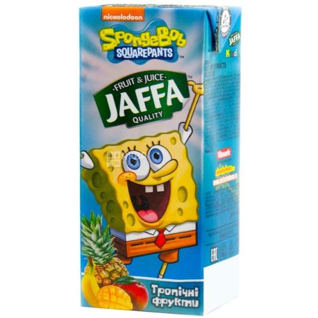 Jaffa, Sponge Bob, Мультифрукт, 0,2 л, Джаффа, Губка Боб, Нектар натуральний, дітям від 3-х років