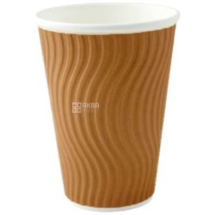 Гофростакан паперовий коричневий 400 мл, 25 шт, D92