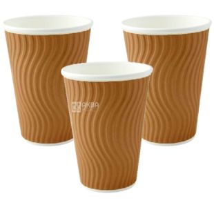 Гофростакан бумажный коричневый 400 мл, 25 шт, D92