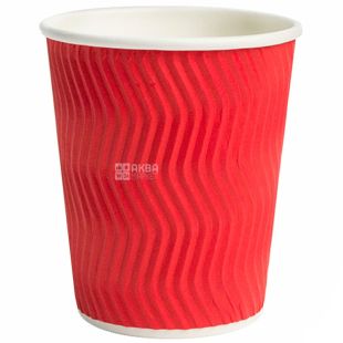 Гофростакан бумажный красный 250 мл, 25 шт, D80