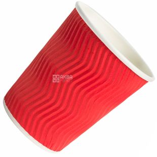 Гофростакан бумажный красный 250 мл, 25 шт, D80