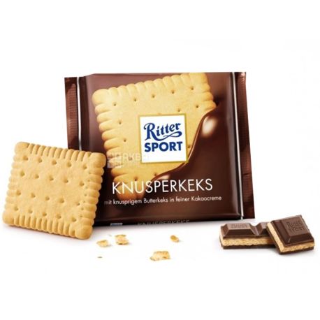 Ritter Sport, 100 г, молочний шоколад, Bitter Biscuits
