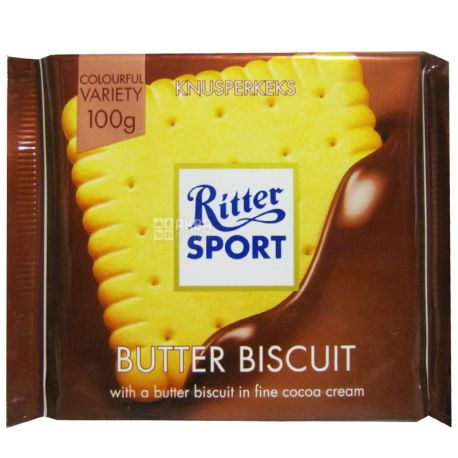 Ritter Sport, 100 г, молочний шоколад, Bitter Biscuits