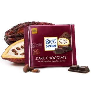 Ritter Sport, 100 г, темный шоколад, Dark Chocolate