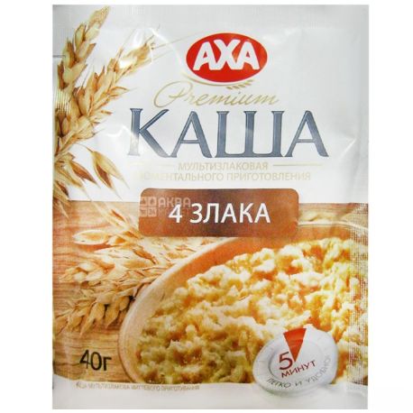 АХА, 40 г, каша моментального приготування, 4 злаки