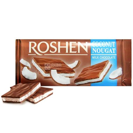 Roshen, 90 г, молочний шоколад, Кокосова нуга