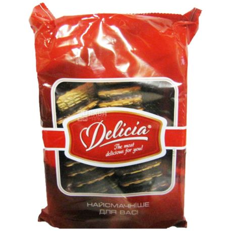 Delicia, 400 g, butter biscuits, Daisy, glazed, with jam, raspberry