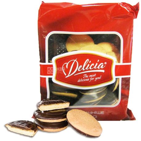 Delicia, 300 g, butter biscuits, glazed, with jam, Orange