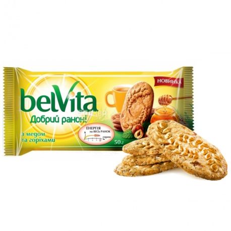 Belvita Добрий ранок, 50 г, печиво, з медом та горіхами