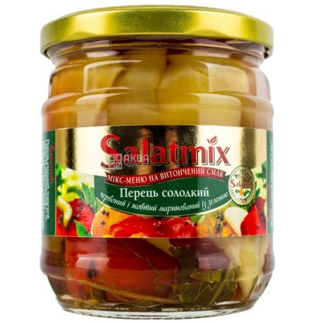 Salatmix, 380 г, перец, сладкий красный и желтый, маринованный с зеленью