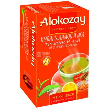 Alokozay, 25 пак, Чай травяной Алокозай, Имбирь, мёд и лимон