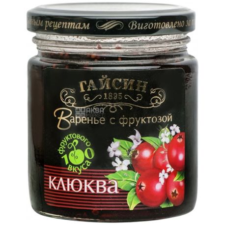 Варенье Гайсин, 270 г, диетическое, Домашняя аптечка, Клюква с фруктозой, стекло