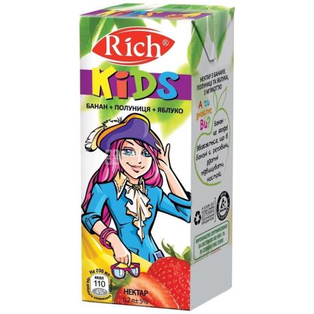 Rich Kids, 200 ml, nectar Banana-strawberry-apple