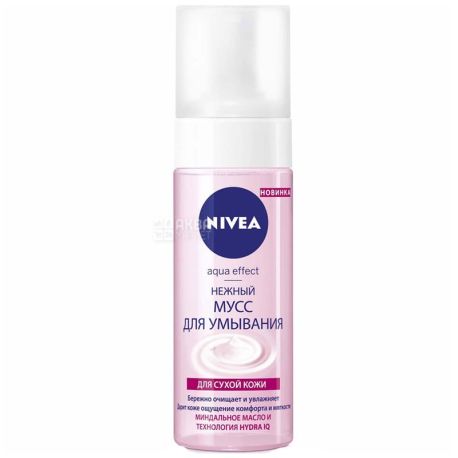 Nivea, 150 ml, gentle mousse for washing, Aqua Effect