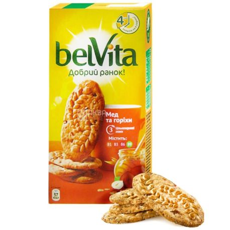 Belvita, 300 г, печиво, Добрий ранок, з медом та горіхами