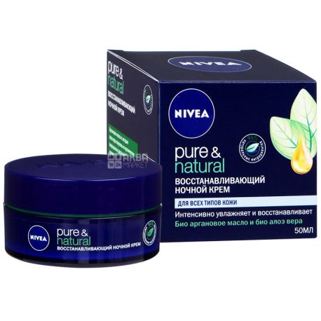 Nivea, 50мл, ночной крем, Pure & Natural