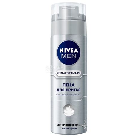 Nivea Men, 200 мл, Пена для бритья, Серебряная защита