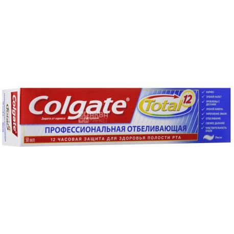 Colgate Total 12 Pro, 75 мл, Зубная паста, отбеливающая 