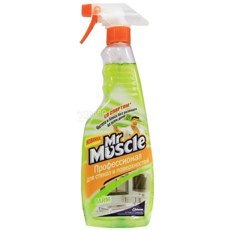 Mr. Muscle, 12 упаковок по 500 мл, Средство для мытья стекол, Лайм, Спрей