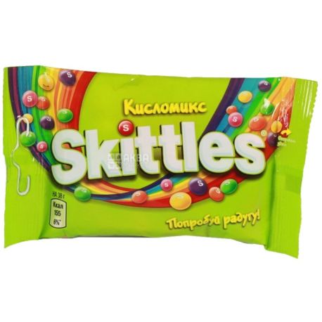 Skittles, 38 г, конфеты жевательные, Кисломикс, м/у