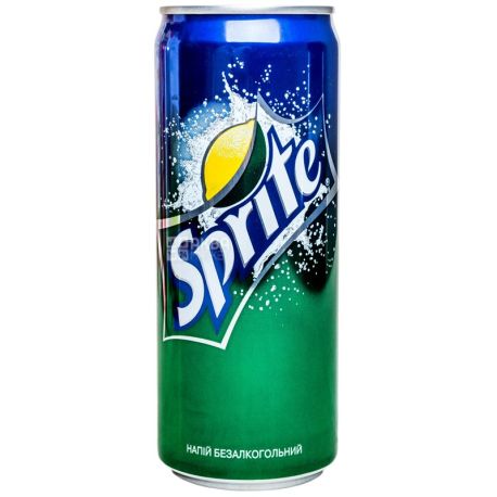 Sprite, 0,33 л, Спрайт, Вода солодка, зі смаком лайма і лимона, ж/б