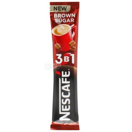 Nescafe Brown Sugar 3 в 1, 20 шт. х 16 г, Кавовий напій Нескафе Браун Шуга, розчинний, в стіках