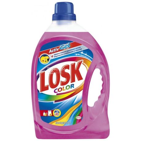 Losk Color, 2,92 л, гель для стирки, Для цветных тканей, автомат, ПЭТ