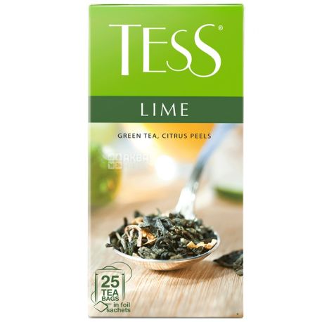 Tess, Lime, 25 пак., Чай Тесс, Лайм, зелений з ароматом цитруса