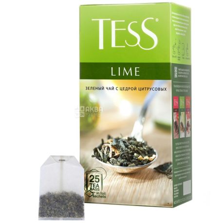 Tess, Lime, 25 пак., Чай Тесс, Лайм, зелений з ароматом цитруса