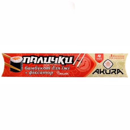 Akura, 4 пары, палочки для суши, С учебным фиксатором