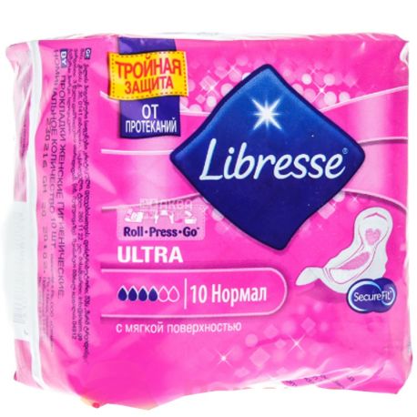 Libresse, Ultra Normal Soft,10 шт., Прокладки гигиенические, 4 капли