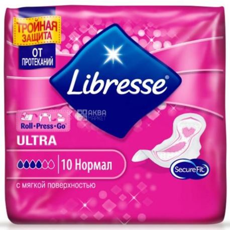 Libresse, Ultra Normal Soft,10 шт., Прокладки гигиенические, 4 капли