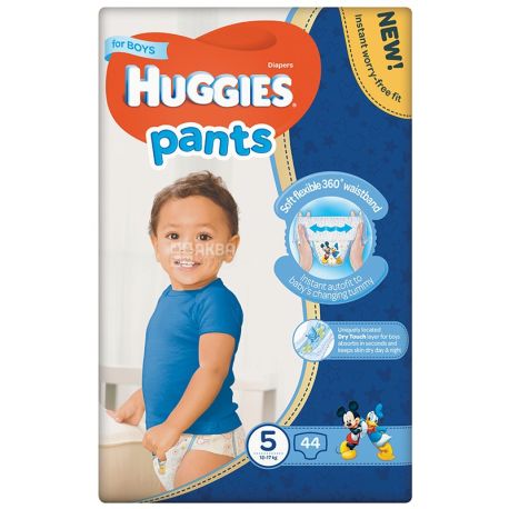 Huggies, 44 шт., Хаггіс, Підгузки-трусики для хлопчиків, Розмір 5, 12-17 кг