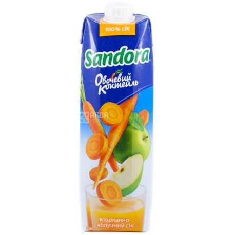 Sandora Овочевий коктейль, Морковно-яблучний, 0,95 л, Сандора, Сік натуральний