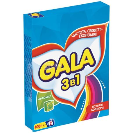 Gala, 400 г, стиральный порошок, Автомат, Для стирки цветного белья, Свежий цвет, 3 в 1, м/у