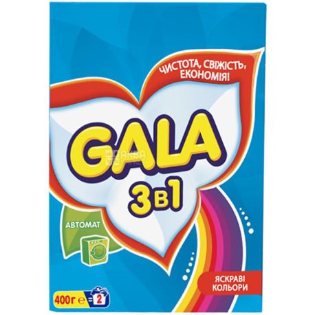 Gala, 400 г, стиральный порошок, Автомат, Для стирки цветного белья, Свежий цвет, 3 в 1, м/у
