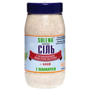 Solena, Соль кухонная с пониженным содержанием натрия и калия, С ламинарией, 700 г