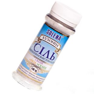 Solena, Соль с пониженным содержанием натрия+калий+йод+селен,140 г, мельница