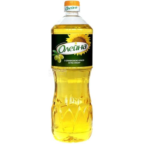 Олейна, 0,87 л, масло подсолнечное, рафинированное, С оливковым маслом, Extra Virgin, ПЭТ