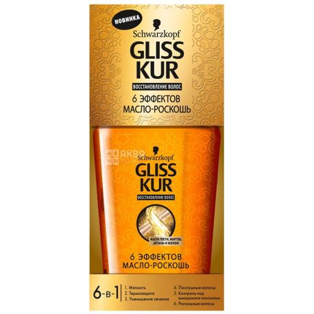 Gliss Kur, 75 мл, масло для волос, 6 Эффектов, ПЭТ