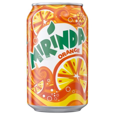 Mirinda, Orange, 0,33 л, Миринда, Апельсин, Вода сладкая, ж/б