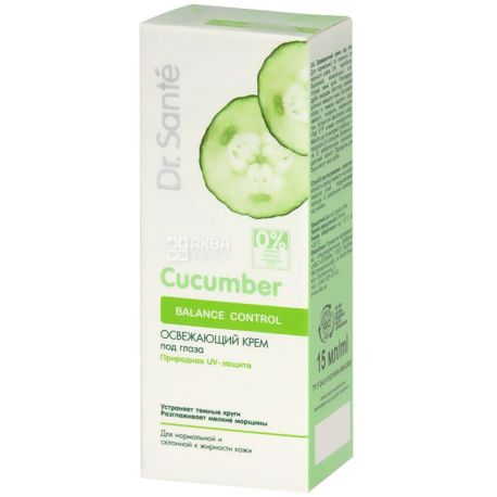 Dr. Sante, Cucumber Balance Control, 15 мл, Крем вокруг глаз, Освежающий