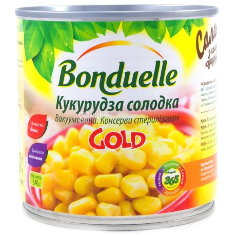 Bonduelle, 340 g, Corn, Sweet, Gold, w / w