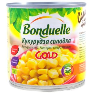 Bonduelle, 340 г, кукуруза, Сладкая, Gold, ж/б